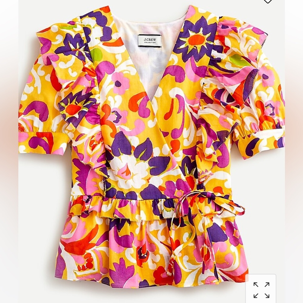 J.Crew Ruffle Wrap Top, floral print, size 6 NWT